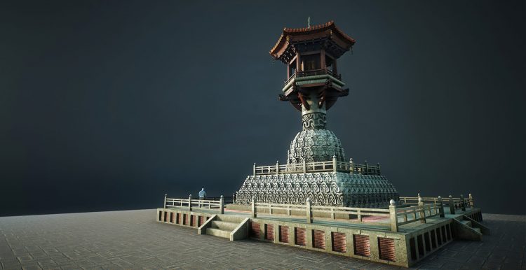Mô phỏng xây dựng cột đá chùa Dạm bằng công nghệ 3D